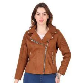 Womens Suede Faux Leather Jacket